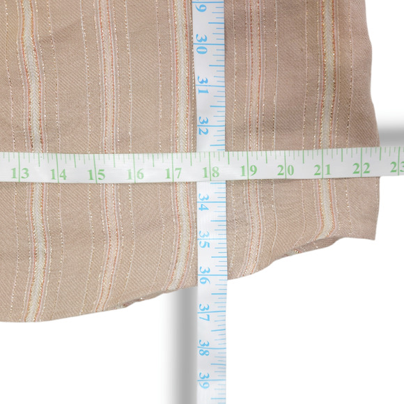 EUC Maven West Made in USA Long Sleeve Linen Stripe Dress Sz. S [2-4] Beige Gold - Picture 9 of 11